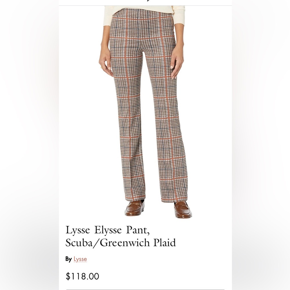 NEW - Lysse Elysse Pants - Scuba / Greenwich Plaid - size L